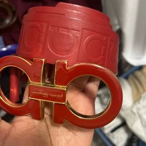 Mens Red ferragamo belt